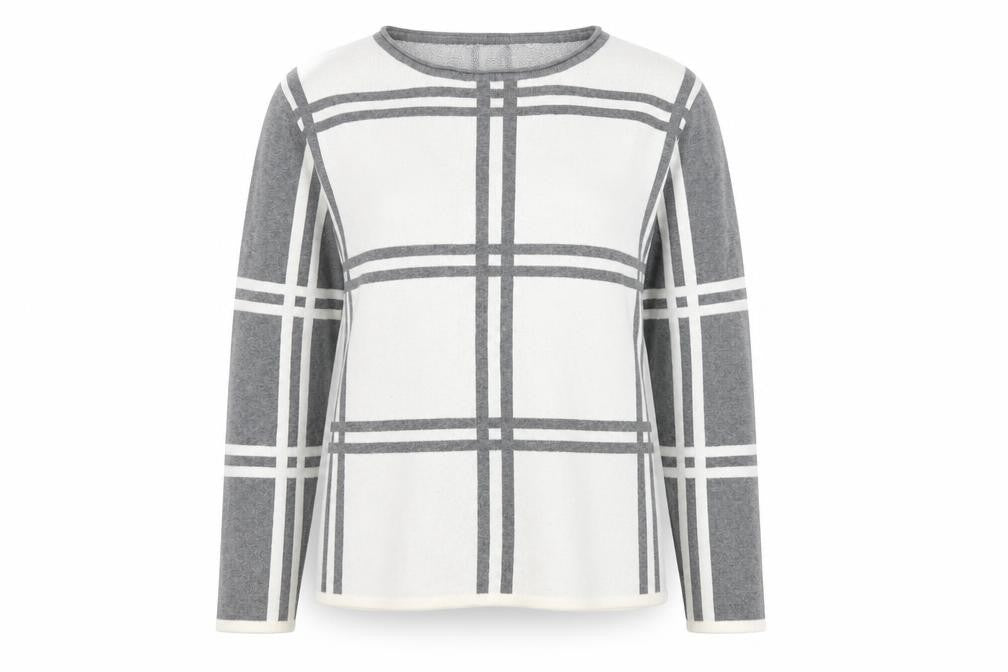 Mona Womens Grey Check  Pullover Jumper Size 12