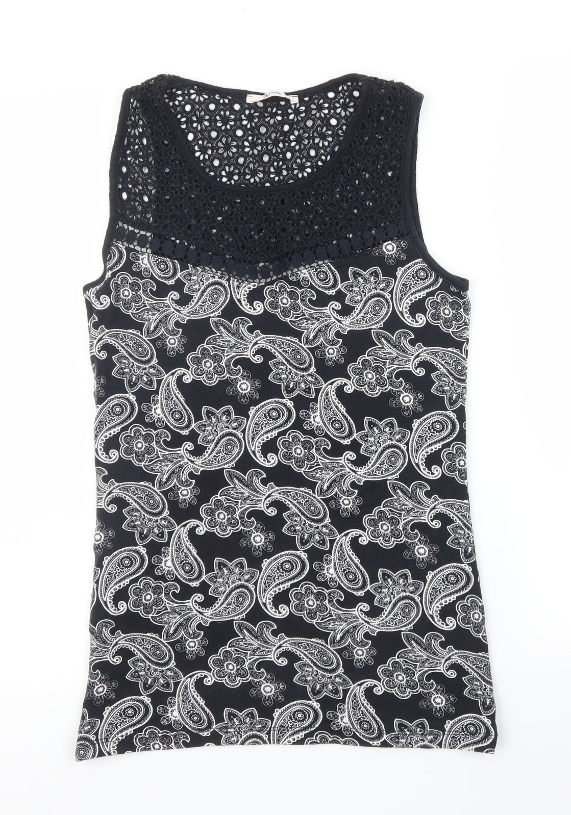TU Womens Black Paisley  Basic Blouse Size 10