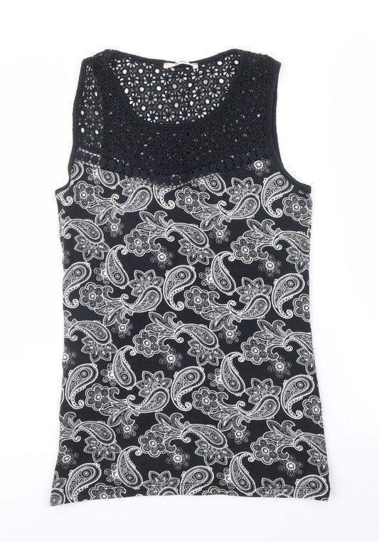 TU Womens Black Paisley  Basic Blouse Size 10