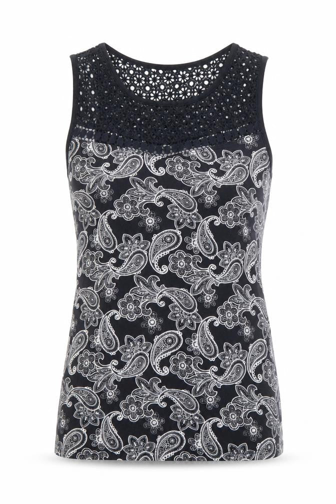 TU Womens Black Paisley  Basic Blouse Size 10