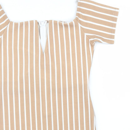 Preloved Missguided Womens Beige Striped  Sheath  Size 10 - Detail