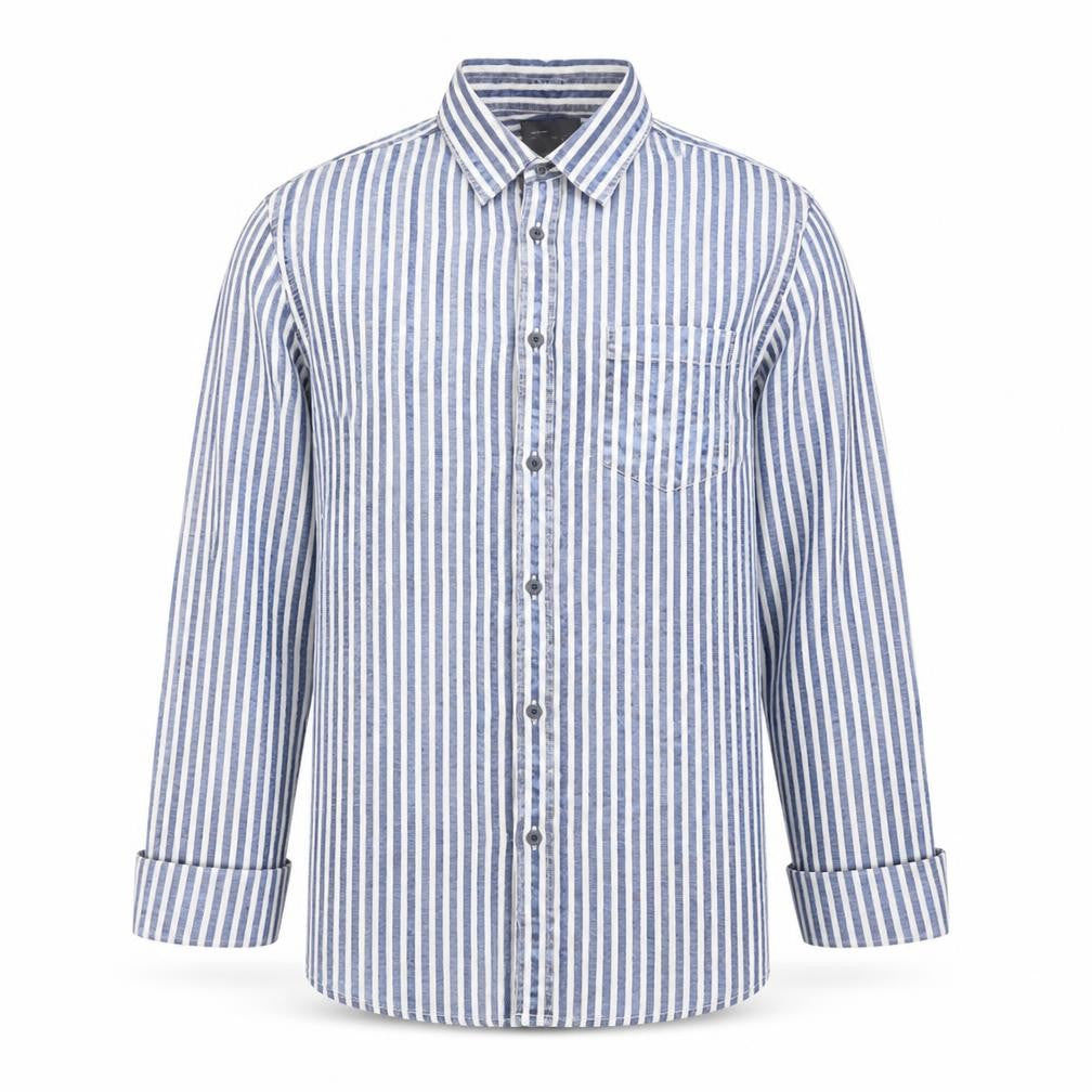 Zara Mens Blue Striped   Button-Up Size L