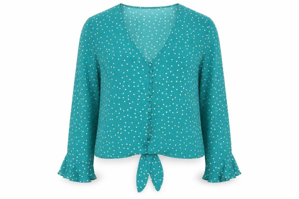 Bardót Womens Green Polka Dot  Basic Blouse Size 12