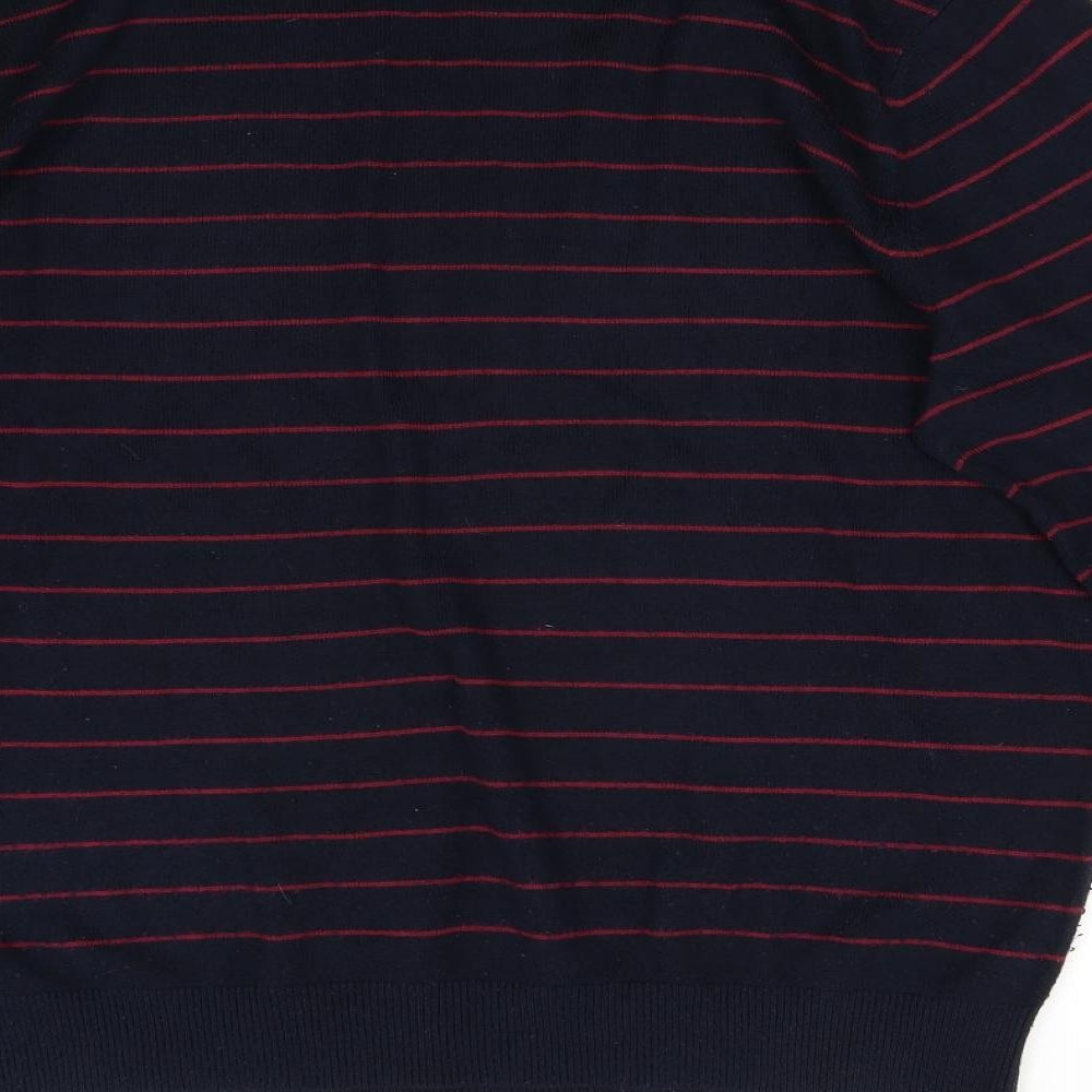 George Mens Blue Striped Knit Pullover Jumper Size XL