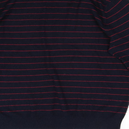 Preloved George Mens Blue Striped Knit Pullover Jumper Size XL - Label