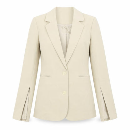 Preworn Womens Beige   Jacket Suit Jacket Size 10