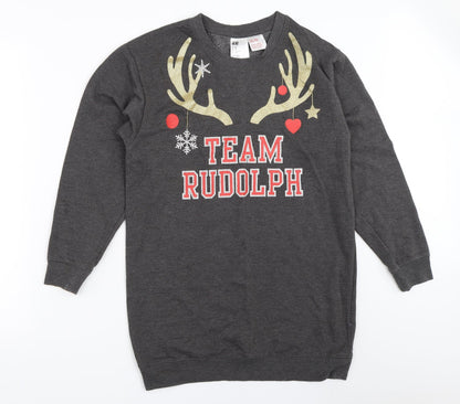 H&M Womens Grey   Pullover Sweatshirt Size XS  - christmas