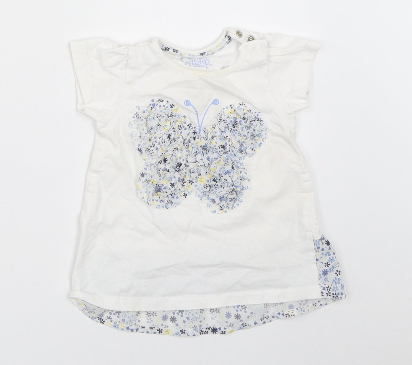 Peacocks Girls White   Basic T-Shirt Size 6-9 Months