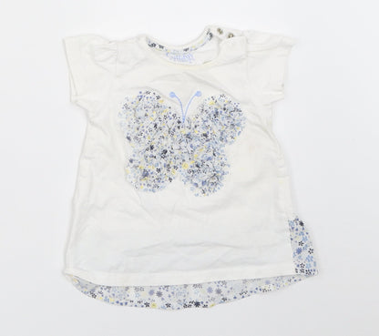 Peacocks Girls White   Basic T-Shirt Size 6-9 Months