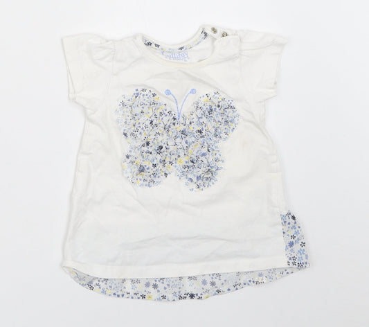 Peacocks Girls White   Basic T-Shirt Size 6-9 Months