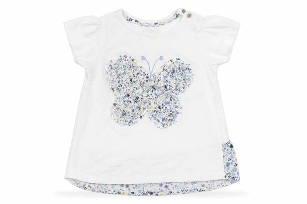Peacocks Girls White   Basic T-Shirt Size 6-9 Months