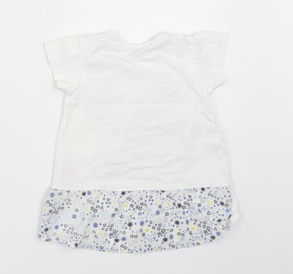 Peacocks Girls White   Basic T-Shirt Size 6-9 Months