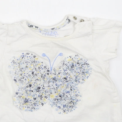 Peacocks Girls White   Basic T-Shirt Size 6-9 Months