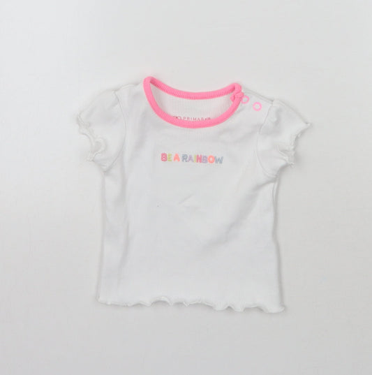 Primark Girls White   Basic T-Shirt Size 0-3 Months  - Be a rainbow