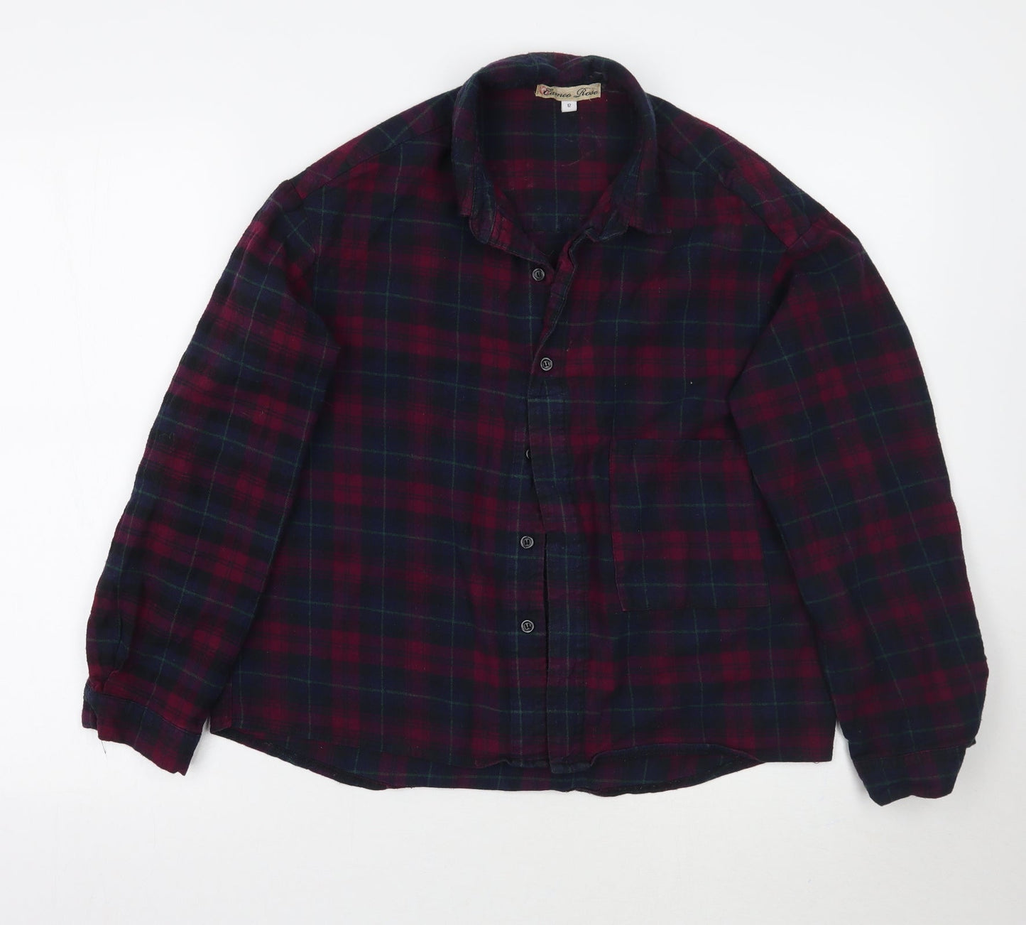 cameo Rose Womens Purple Check  Basic Button-Up Size 12
