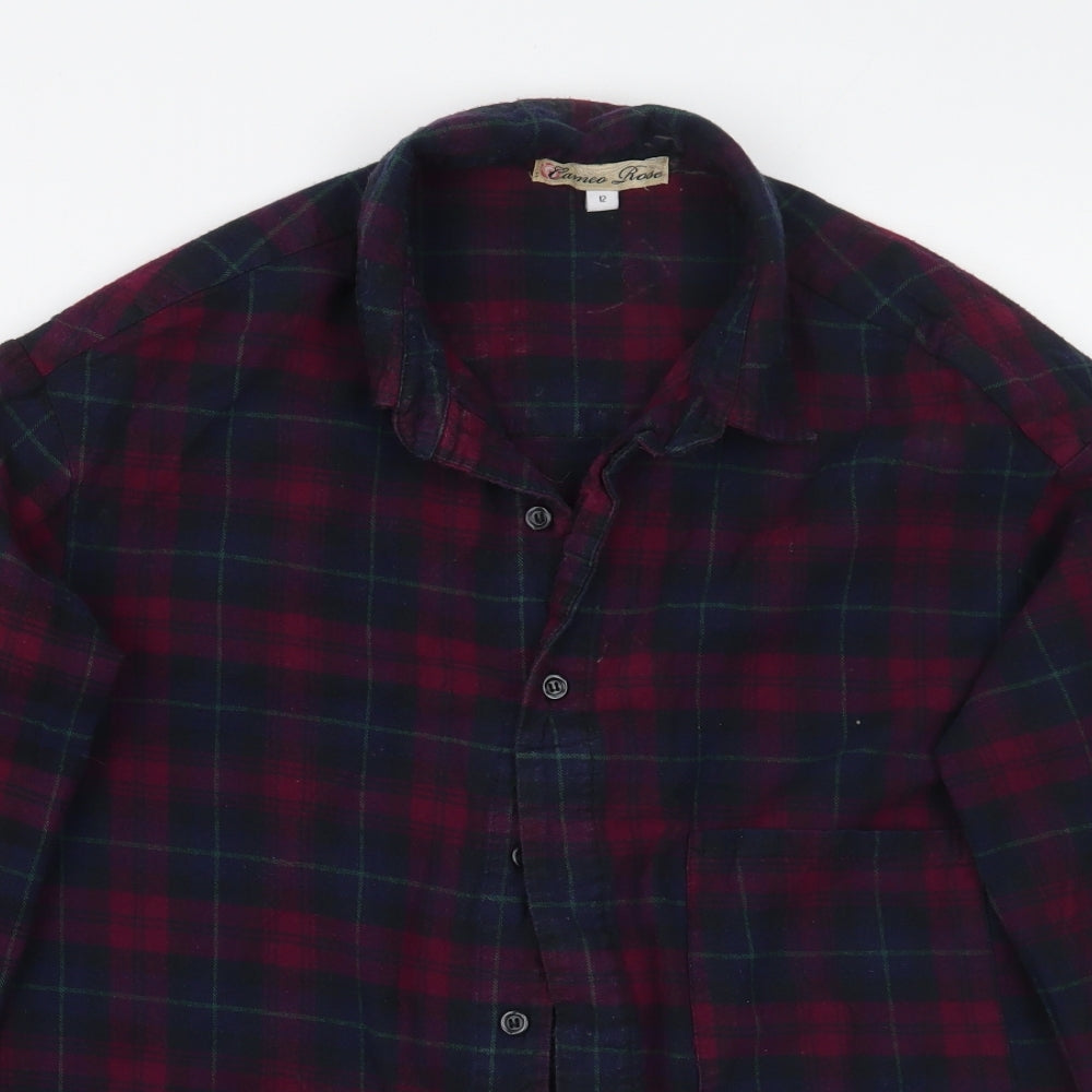 cameo Rose Womens Purple Check  Basic Button-Up Size 12