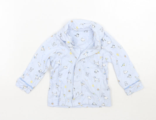 Nutmeg Baby Blue Geometric  Basic Button-Up Size 9-12 Months