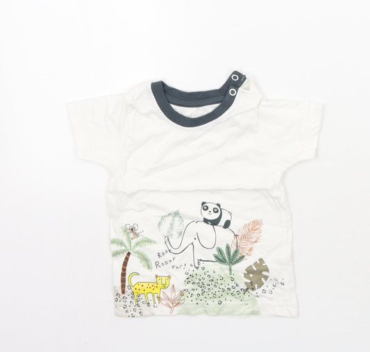 Nutmeg Baby White Animal Print  Basic T-Shirt Size 9-12 Months