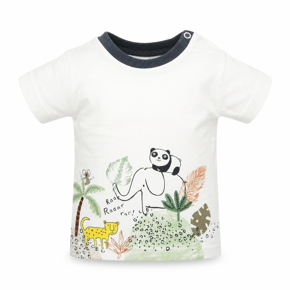 Nutmeg Baby White Animal Print  Basic T-Shirt Size 9-12 Months