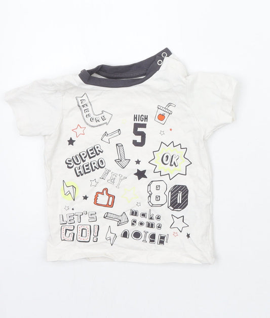 Nutmeg Baby White Geometric  Basic T-Shirt Size 9-12 Months