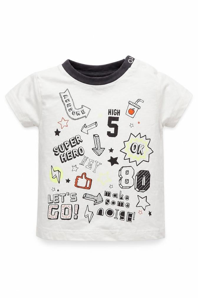 Nutmeg Baby White Geometric  Basic T-Shirt Size 9-12 Months