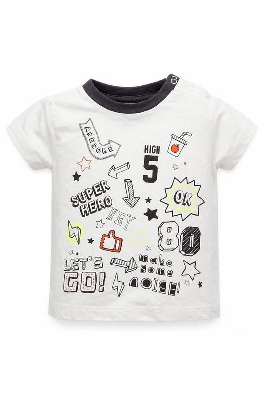 Nutmeg Baby White Geometric  Basic T-Shirt Size 9-12 Months
