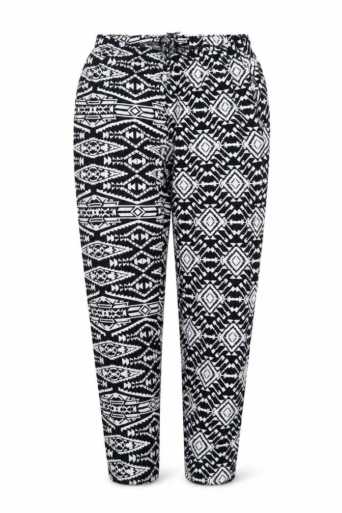 Preworn Womens Black Geometric  Trousers  Size L L24 in