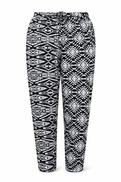 Preworn Womens Black Geometric  Trousers  Size L L24 in