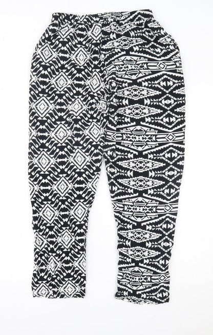 Preworn Womens Black Geometric  Trousers  Size L L24 in