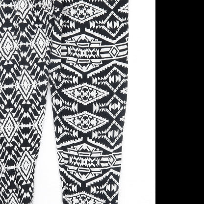 Preworn Womens Black Geometric  Trousers  Size L L24 in
