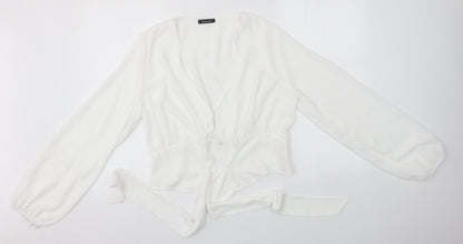 Boohoo Womens White   Basic Button-Up Size 16