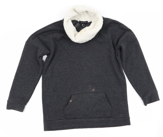 Atmosphere Womens Grey   Pullover Sweatshirt Size 8  - Faux Sheep Fur Lined Neck