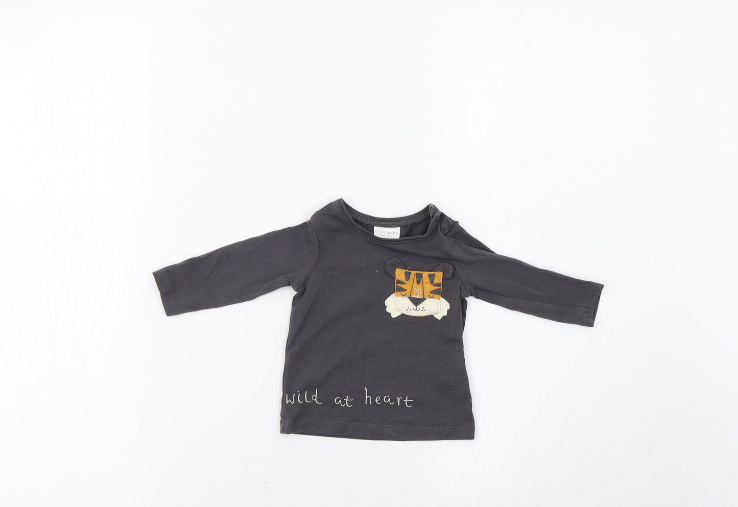 NEXT Baby Grey   Basic T-Shirt Size 0-3 Months  - Tiger