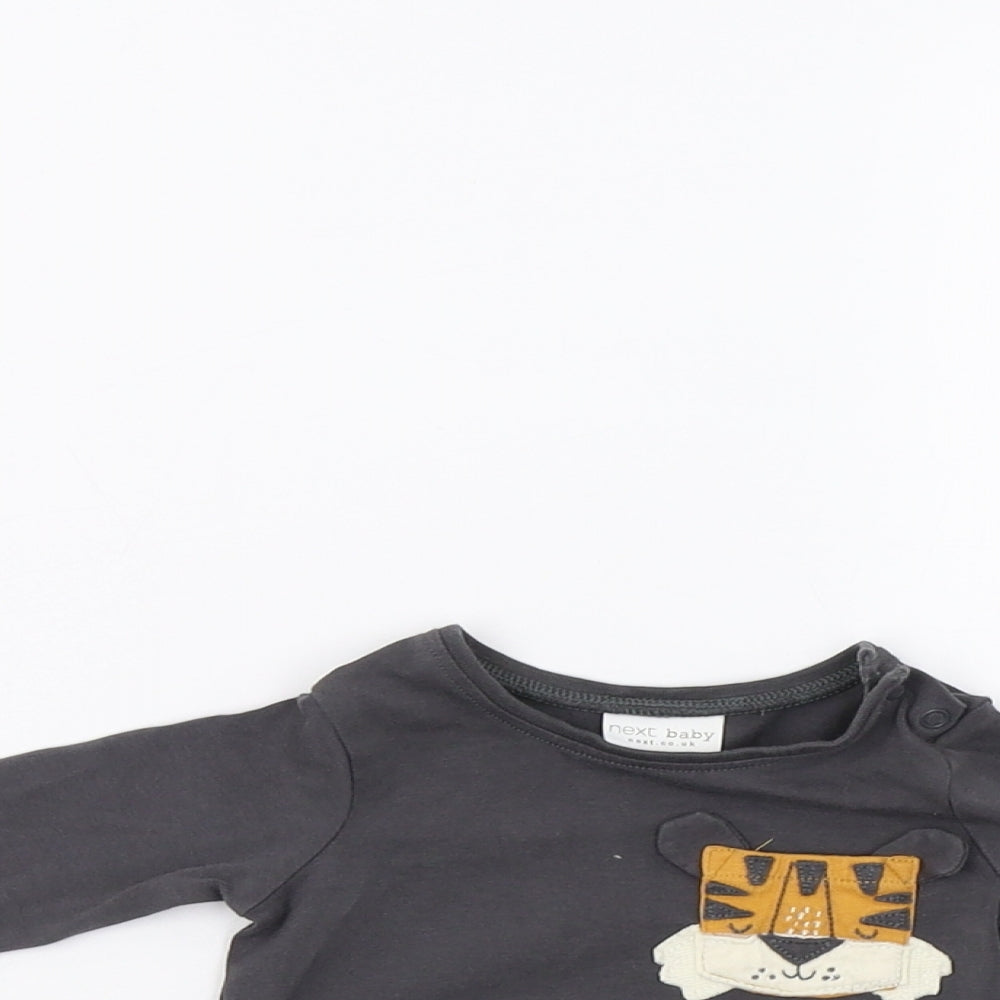 NEXT Baby Grey   Basic T-Shirt Size 0-3 Months  - Tiger