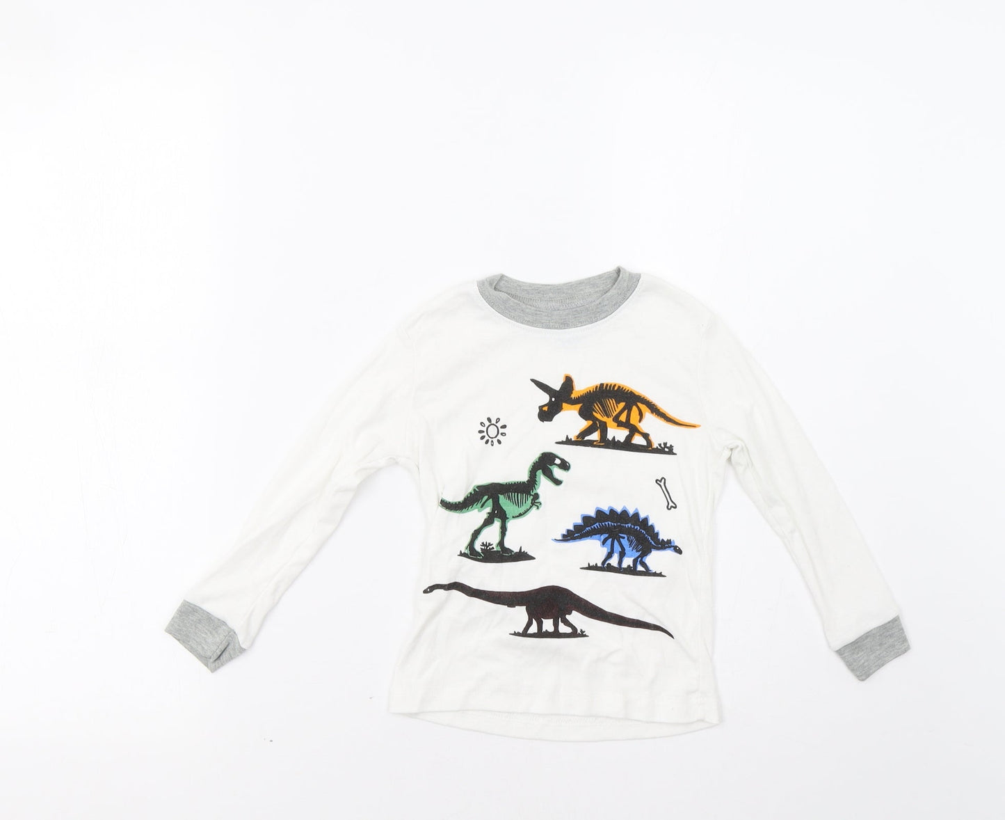 Popshion Boys White   Basic T-Shirt Size 3 Years  - Dinosaurs