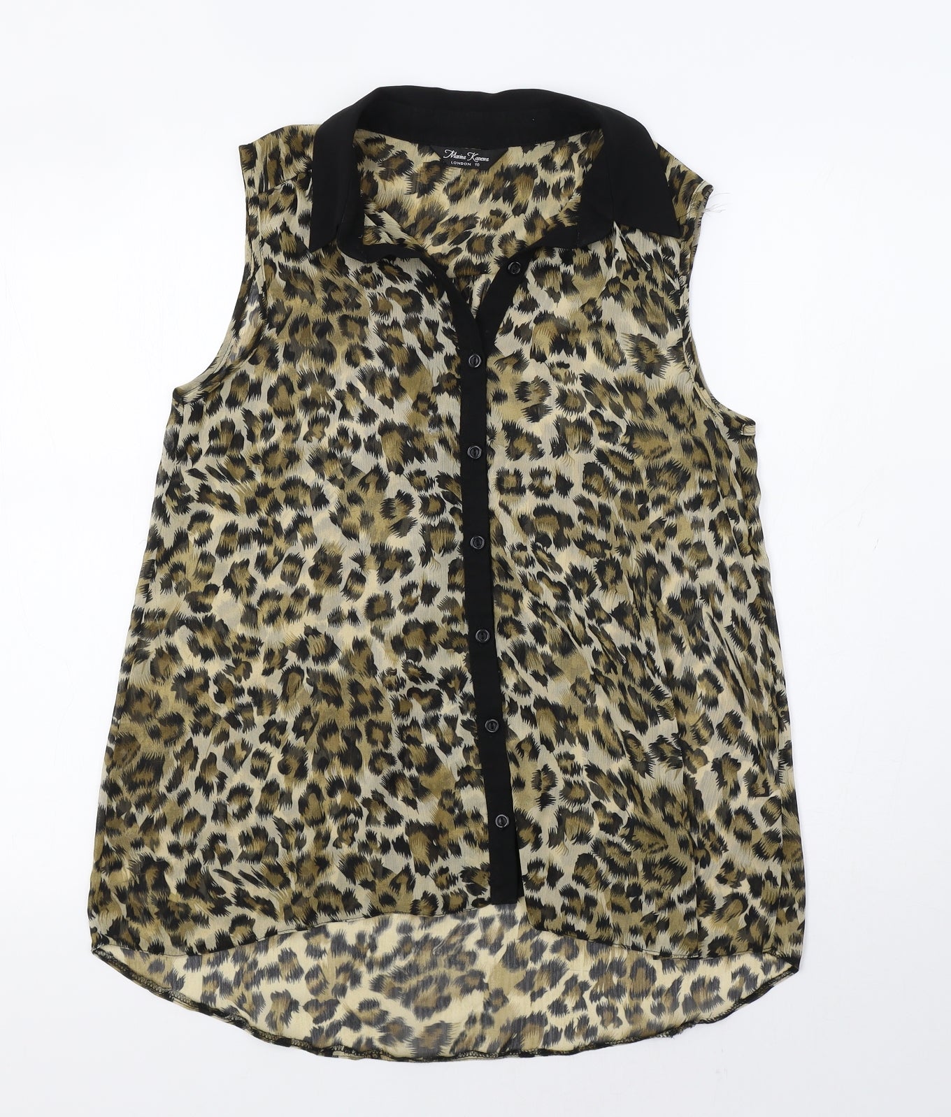 Marina Kaneva Womens Brown Animal Print  Tunic Button-Up Size 10