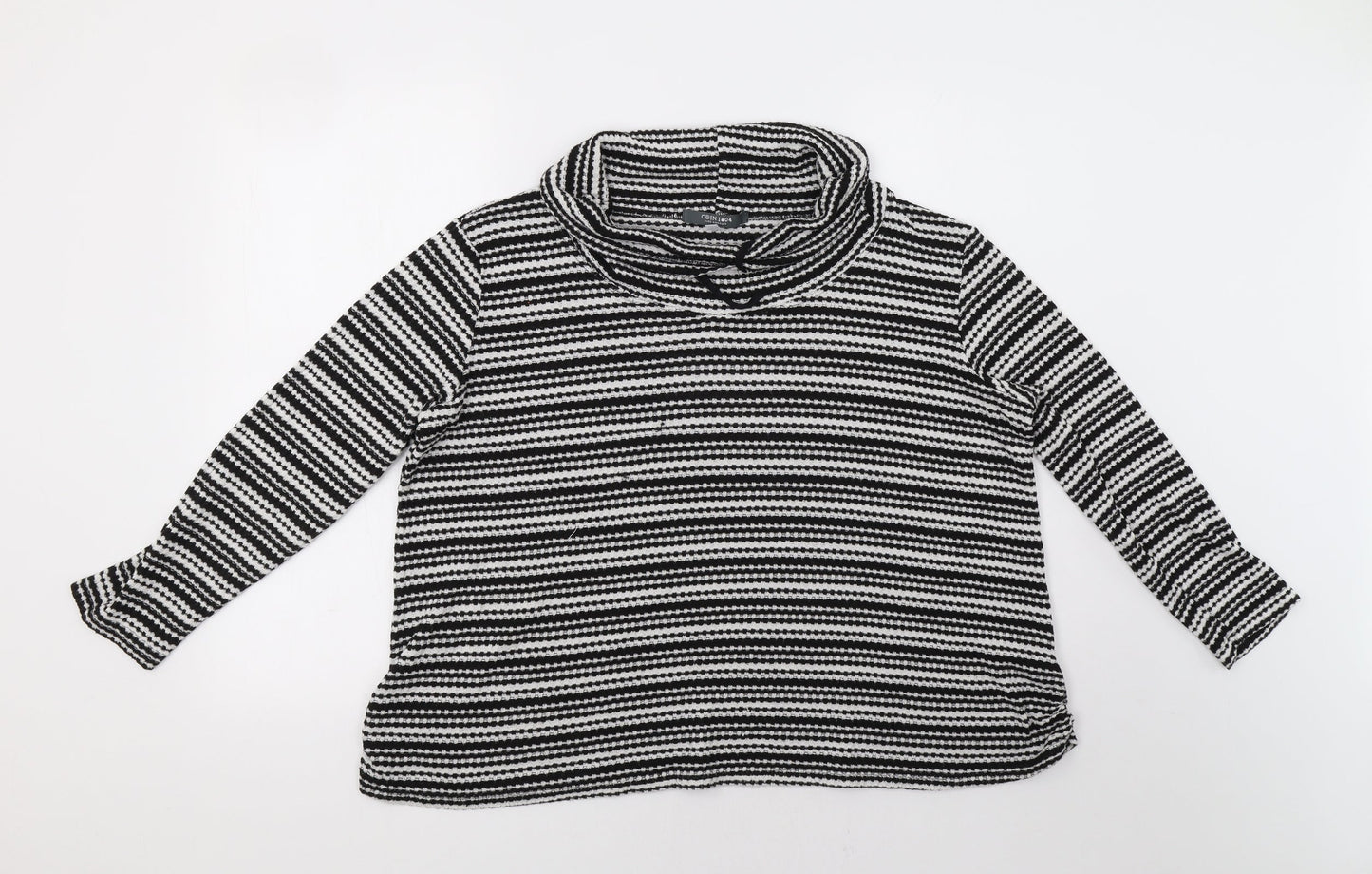 COIN 1804 Womens Black Striped  Basic Blouse Size 2XL