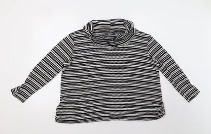 COIN 1804 Womens Black Striped  Basic Blouse Size 2XL