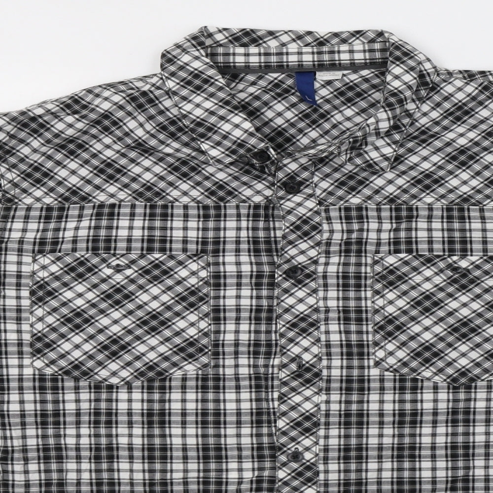 H&M Mens Black Check   Button-Up Size L
