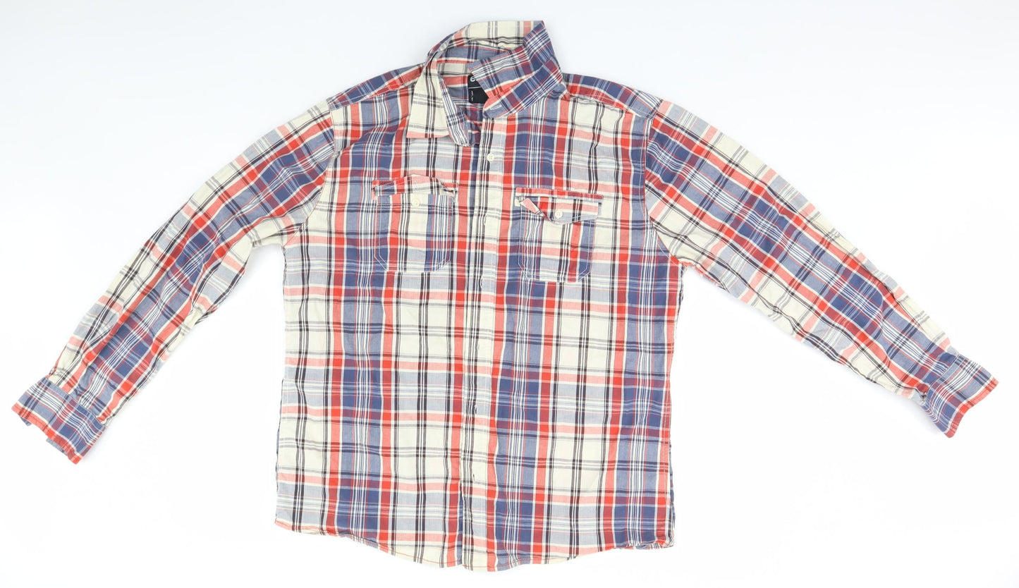 Easy Mens Multicoloured Plaid   Button-Up Size XL