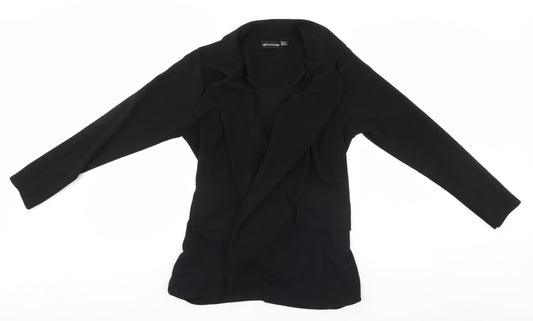 PRETTYLITTLETHING Womens Black   Overcoat Jacket Size 12