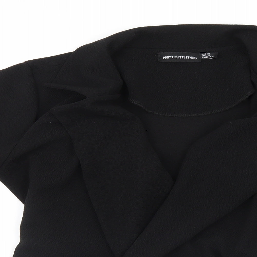 PRETTYLITTLETHING Womens Black   Overcoat Jacket Size 12
