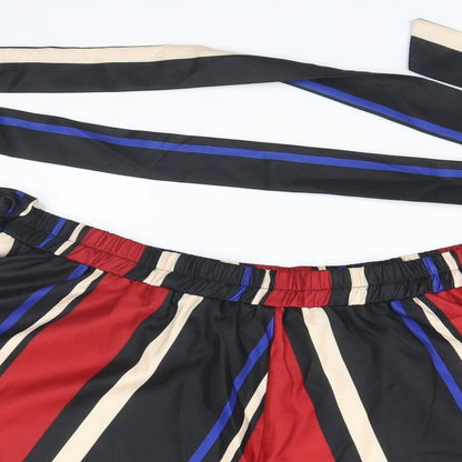 SHEIN Womens Red Striped  A-Line Skort Size XL