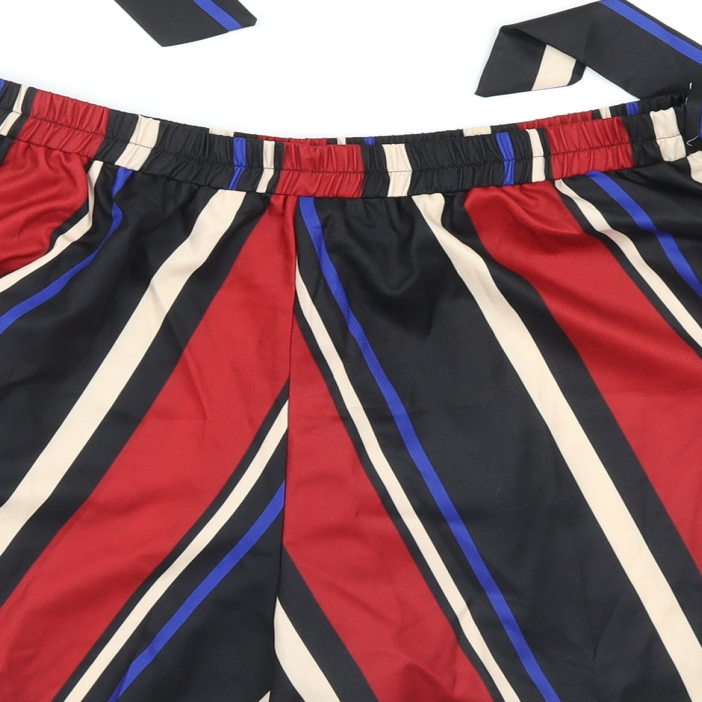 SheIn Womens Red Striped  A-Line Skort Size XL