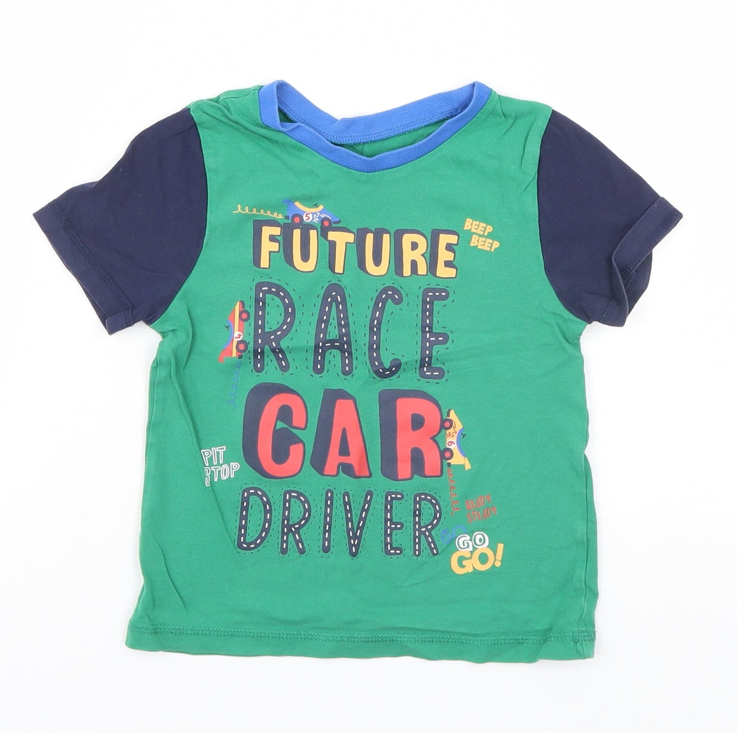 George Boys Green   Basic T-Shirt Size 3-4 Years  - Future Race Car Driver
