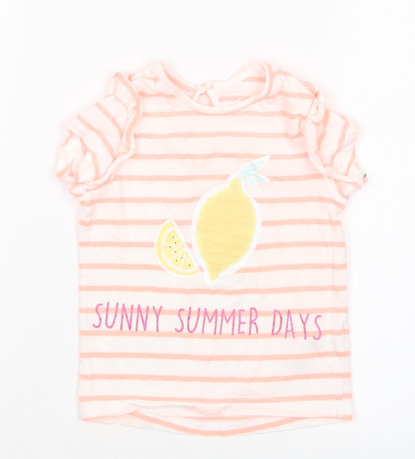 Primark Girls Multicoloured Striped  Basic T-Shirt Size 18-24 Months