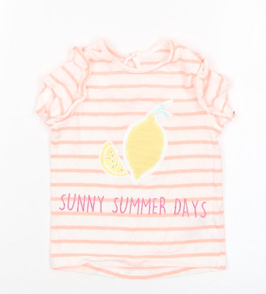 Primark Girls Multicoloured Striped  Basic T-Shirt Size 18-24 Months