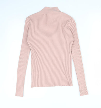 Preloved CHERRY KOKO Womens Pink Striped  Basic T-Shirt Size M - Back