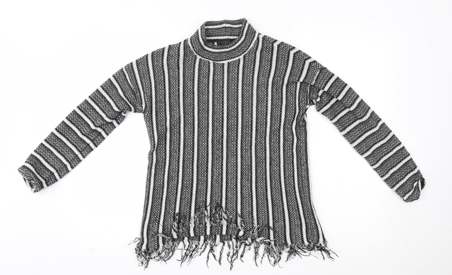 Topshop Womens Grey Striped  Pullover Jumper Size 10