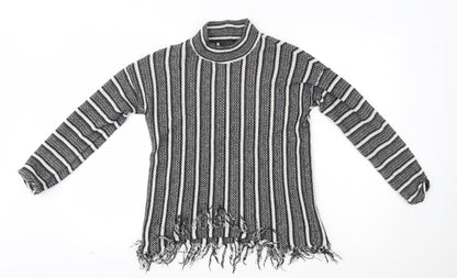 Topshop Womens Grey Striped  Pullover Jumper Size 10
